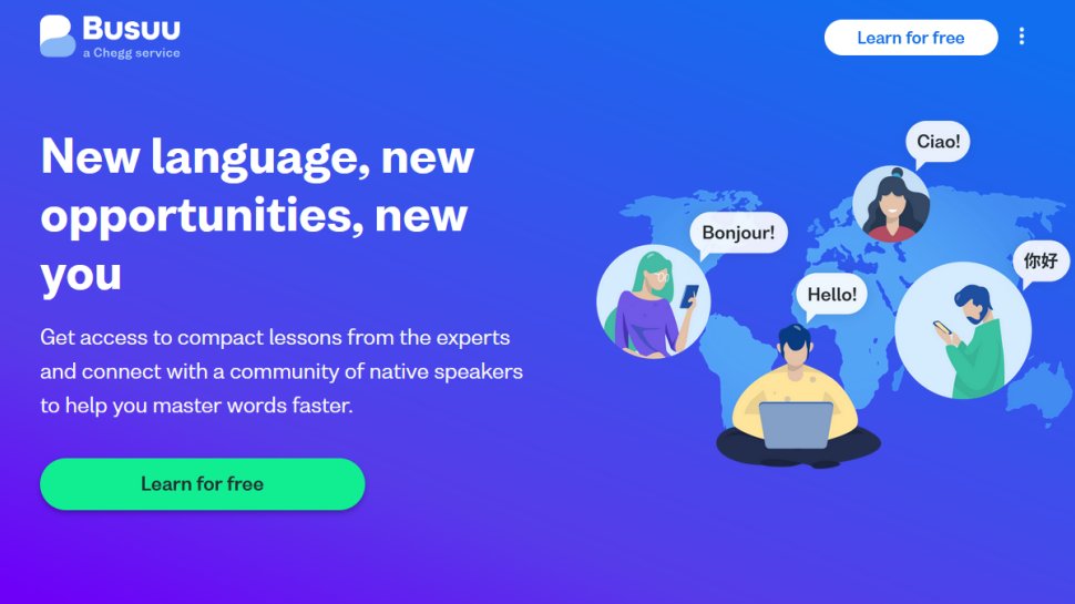 Busuu website screenshot (July 2025).