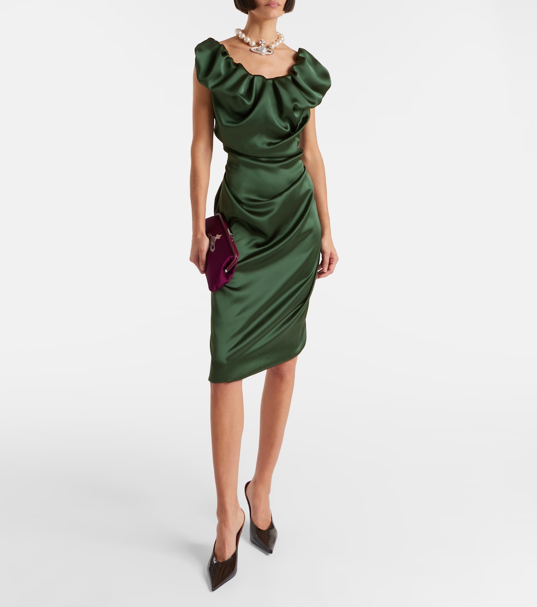 Ginnie Amber Ruched Midi Dress in Green - Vivienne Westwood