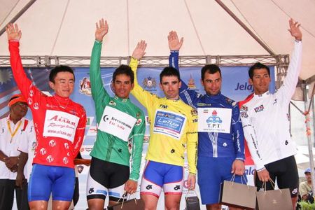 The jersey winners following the end of stage 5 of the Jelajah Malaysia