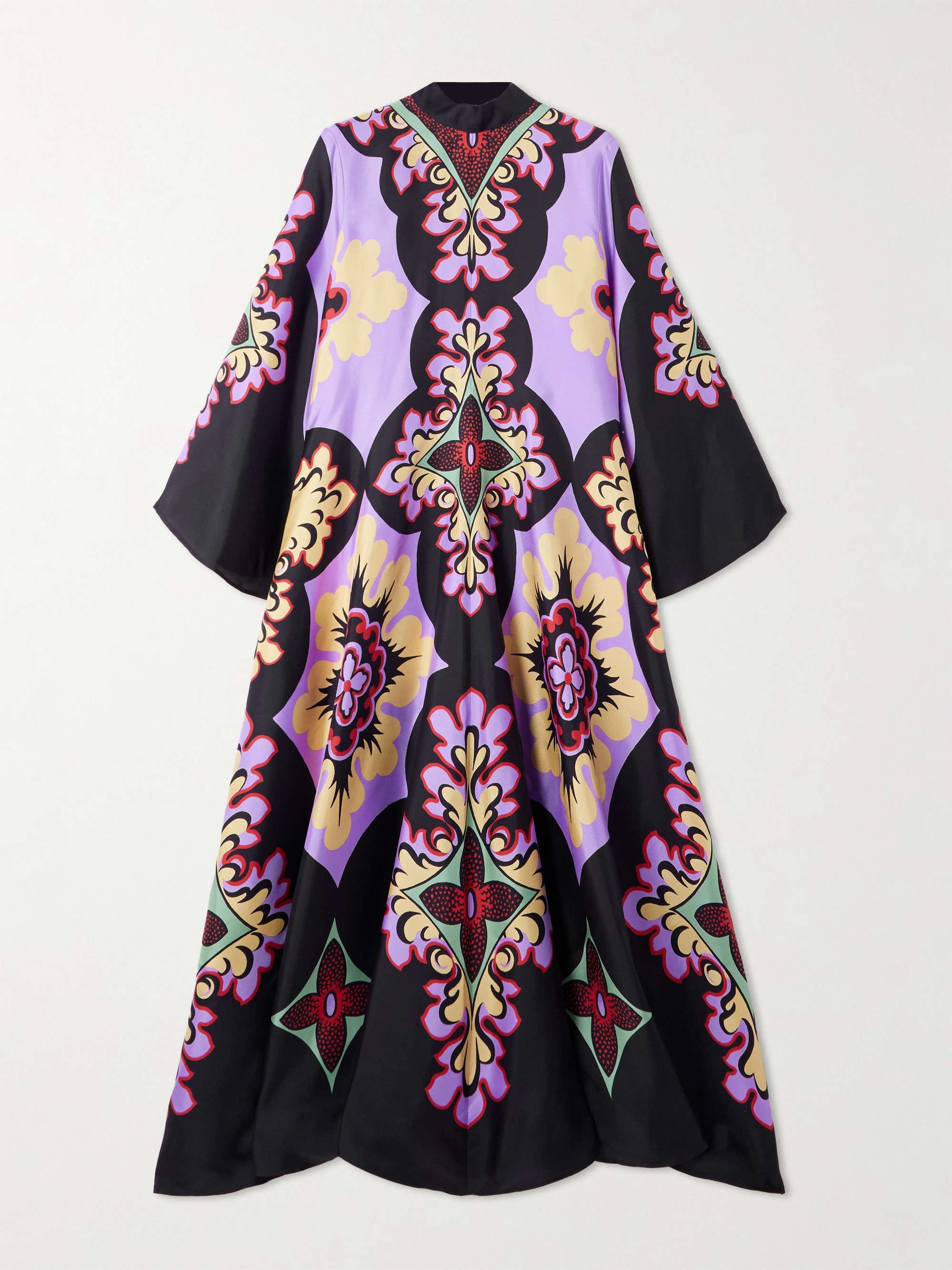 Icon Magnifico Draped Printed Silk-Twill Maxi Dress