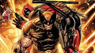 Marvel Comics version of Wolverine carrying Deadpool over his shoulder