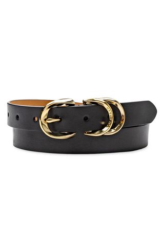 Triple Buckle Leather Belt