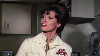 Raquel Welch in mid-conversation in Fantastic Voyage.