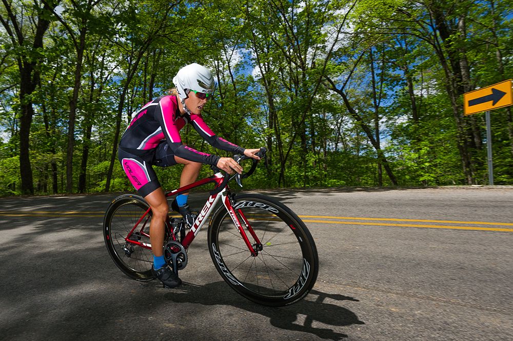 A rider makes her way along the course.