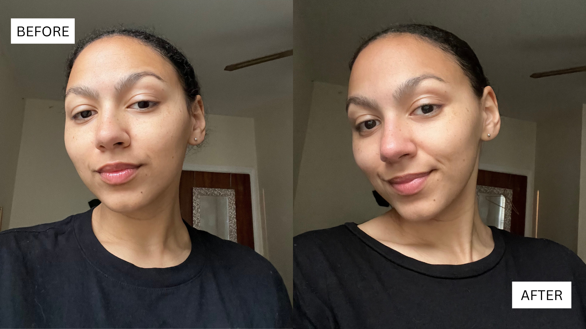 WWW editor showing before and after results of using the Therabody Theraface Depuffing Wand.