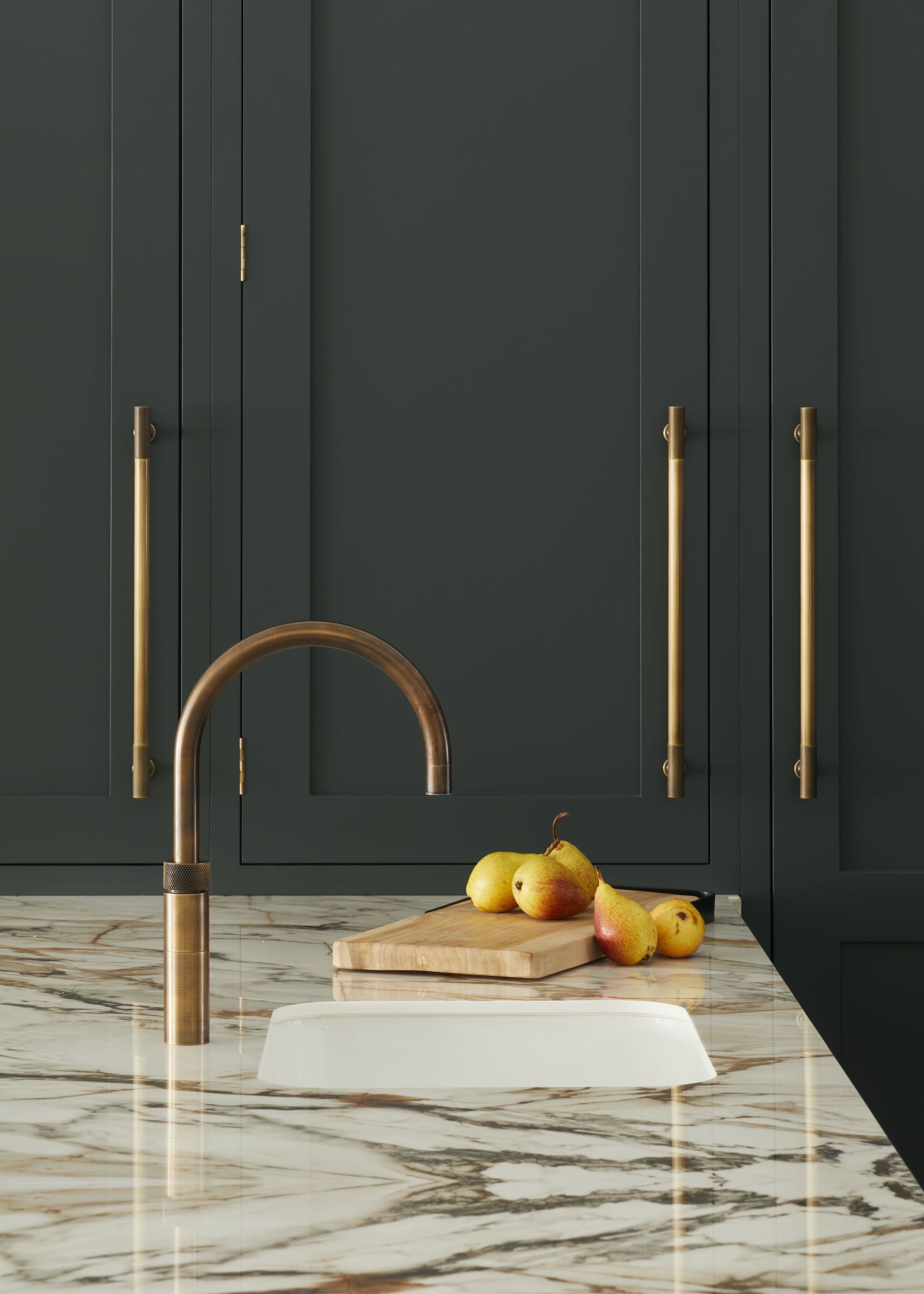 quooker tap on marble topped island