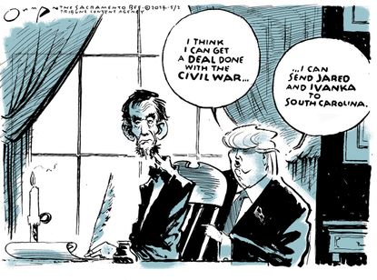 Political Cartoon U.S. President Trump Lincoln Civil War Jared Ivanka