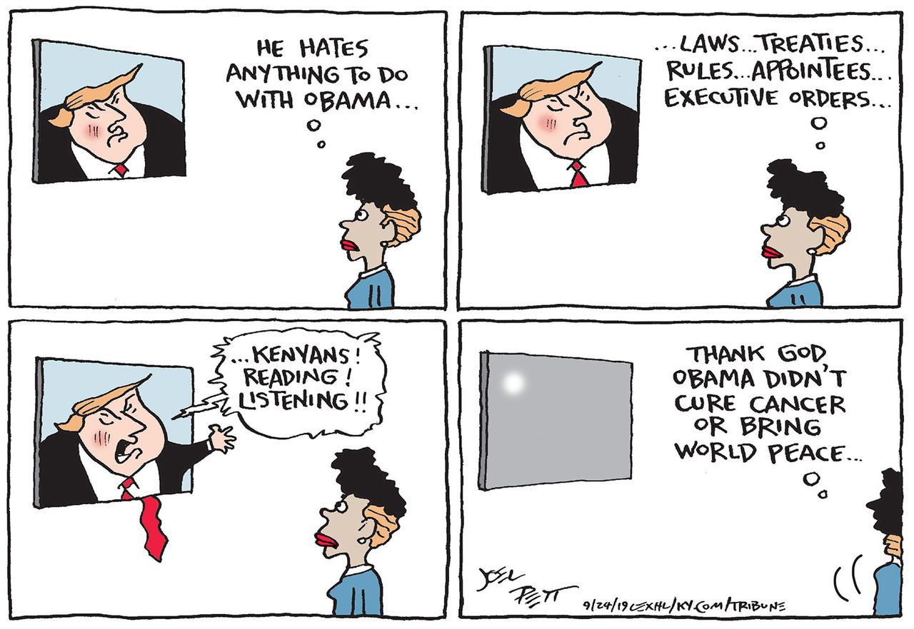 Poltical Cartoon U.S. Trump Obama Kenyans