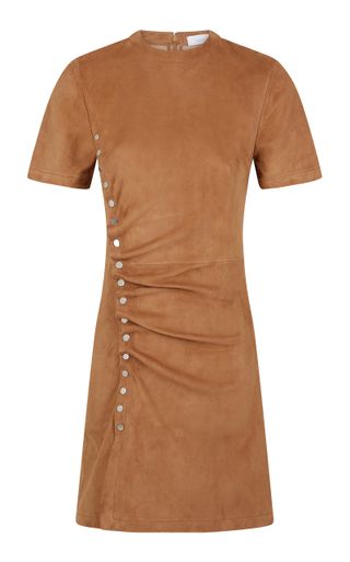 Buttoned Suede Mini Dress