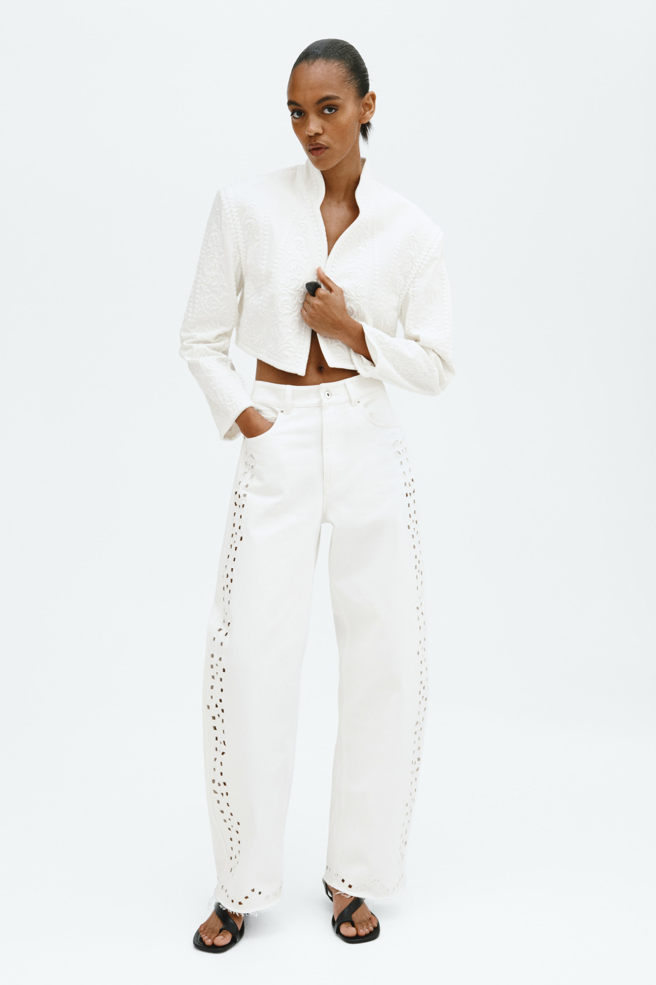 Eyelet-Embroidered Jeans