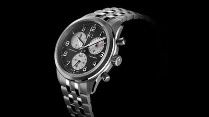 The Christopher Ward C63 Valour on a black background