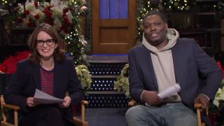 Tina Fey and Michael Che on Saturday Night Live