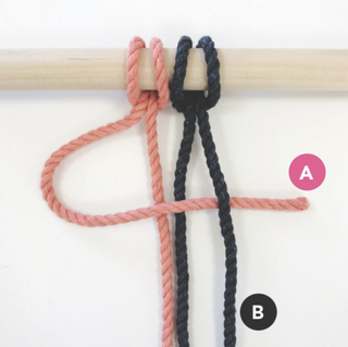 How to macrame a square knot step one