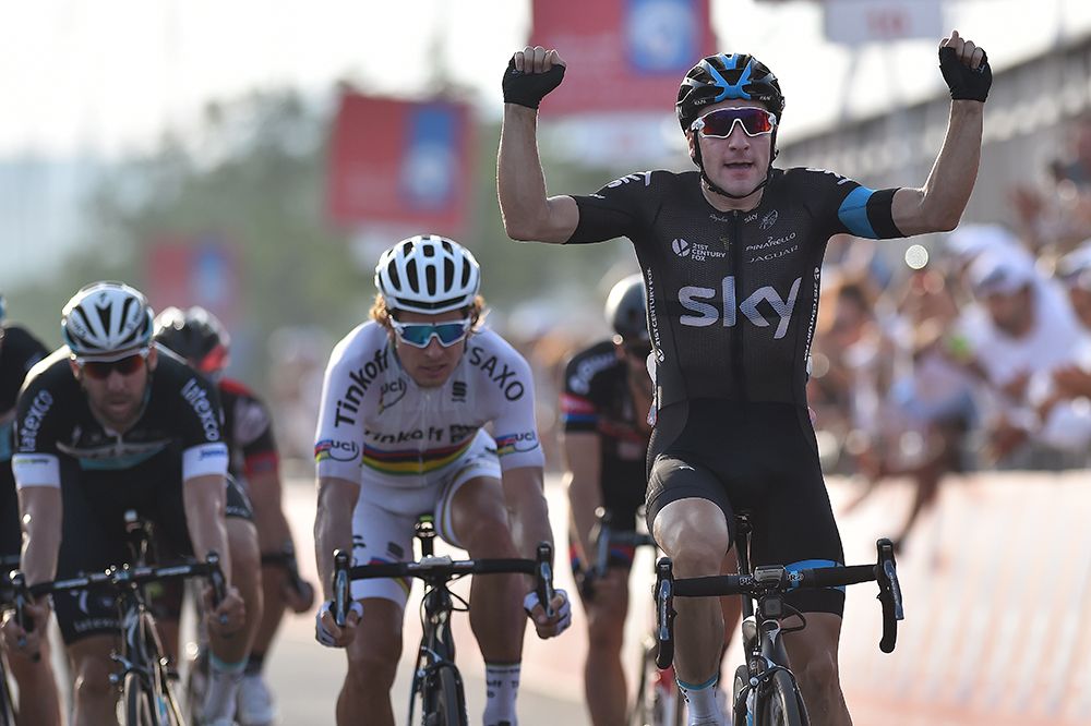 Elia Viviani (Sky) wins stage 2 of the Abu Dhabi Tour