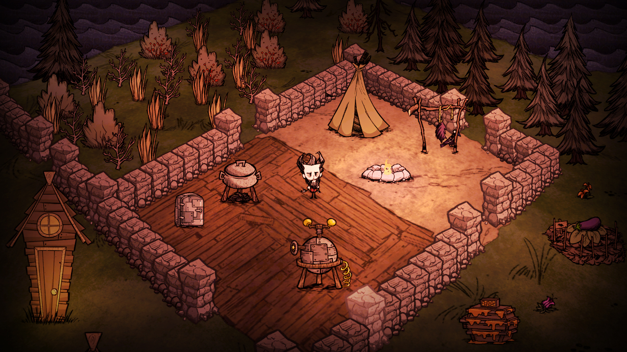 Ein Screenshot von Don't Starve, der die Hauptfigur Wilson zeigt