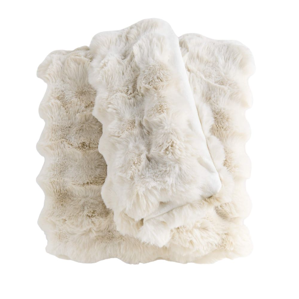 Textured Faux Fur Throw Blanket