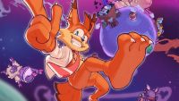 Bubsy 4D, a retro cartoon character, an orange cat-like creature