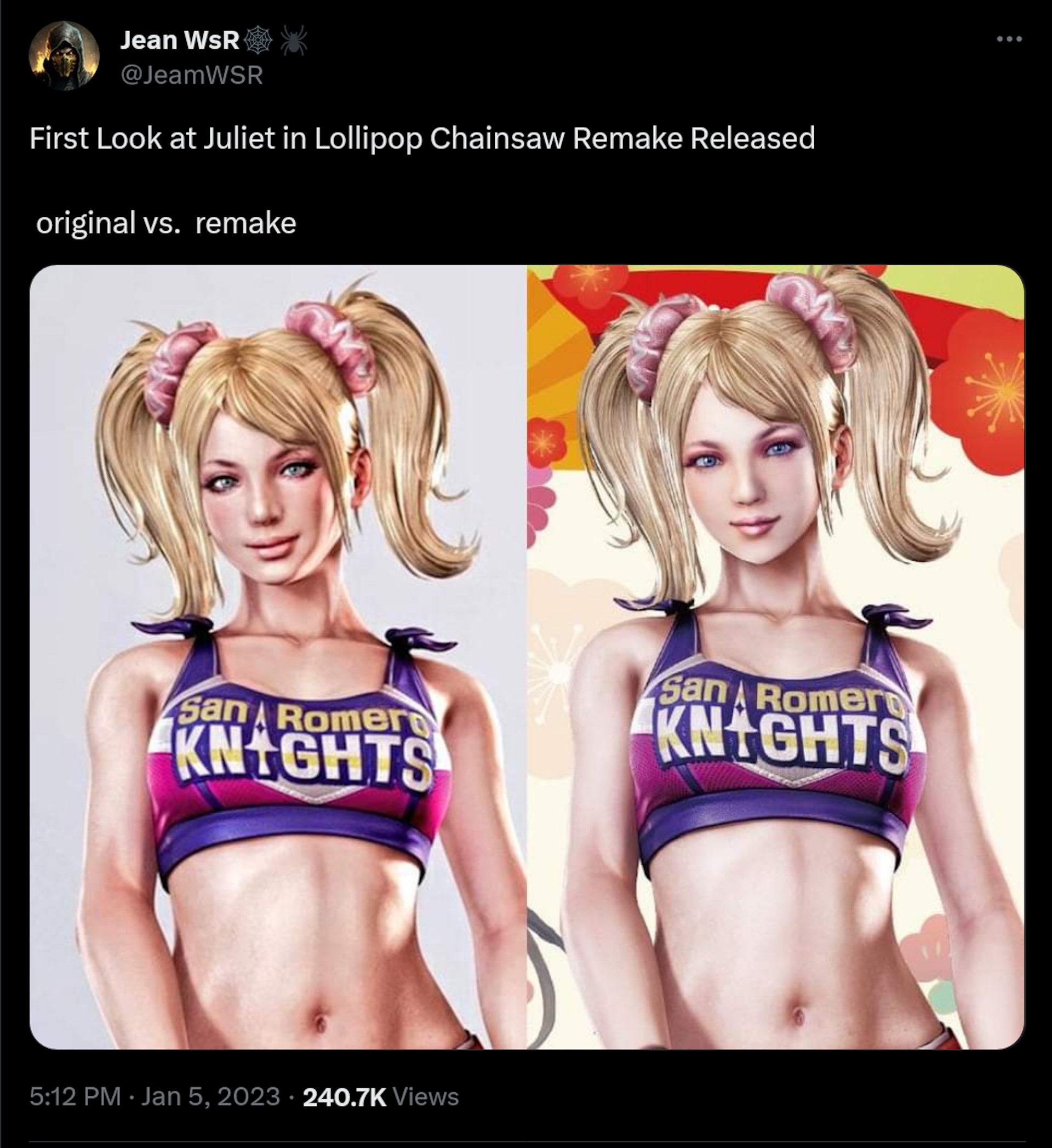 First Look at Juliet in Lollipop Chainsaw Remake Released   original vs.  remake