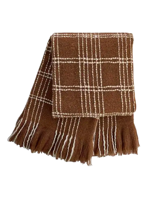 Yarn Dyed Brown Throw Blanket