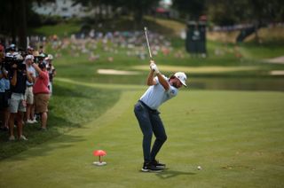 Cameron Young at the top of his backswing