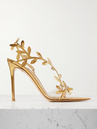 150 Metallic Leather and Pvc Slingback Sandals