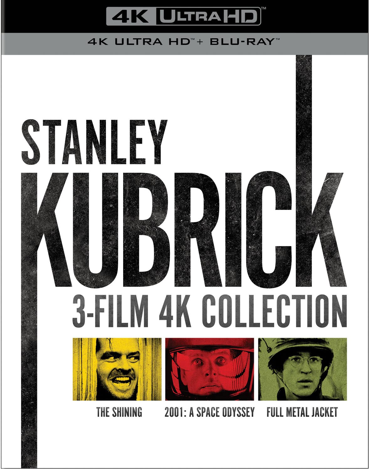 The front of the box for a three-movie set of Stanley Kubrick movies. 
