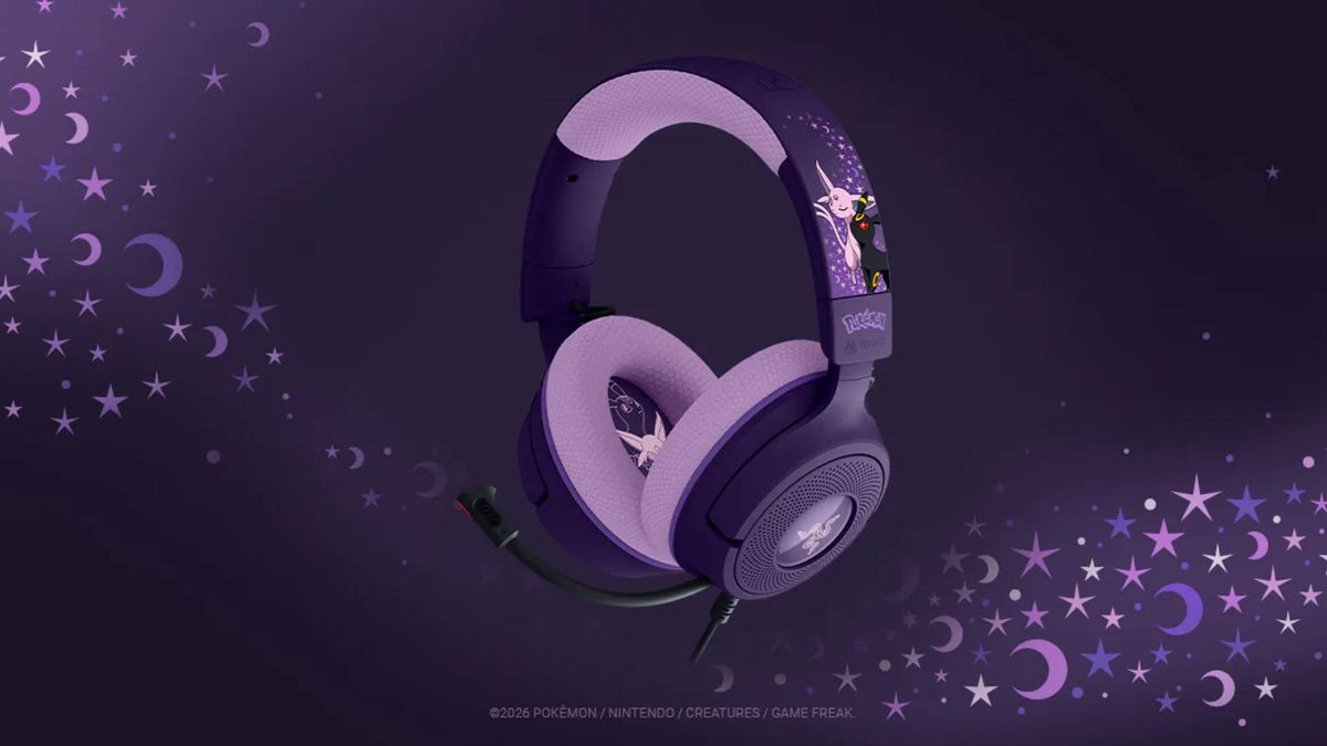 Image of the Razer Kraken V4 X wired gaming headset part of the Espeon and Umbreon line.