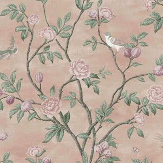 A pink and green wallpaper by Laura Ashley for Graham & Brown