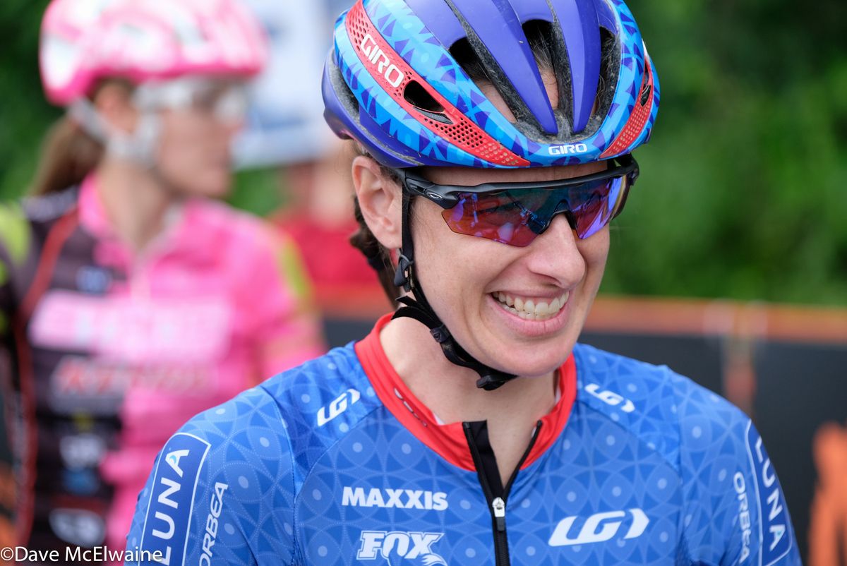 Maghalie Rochette (Clif Pro Team) relaxing after the race