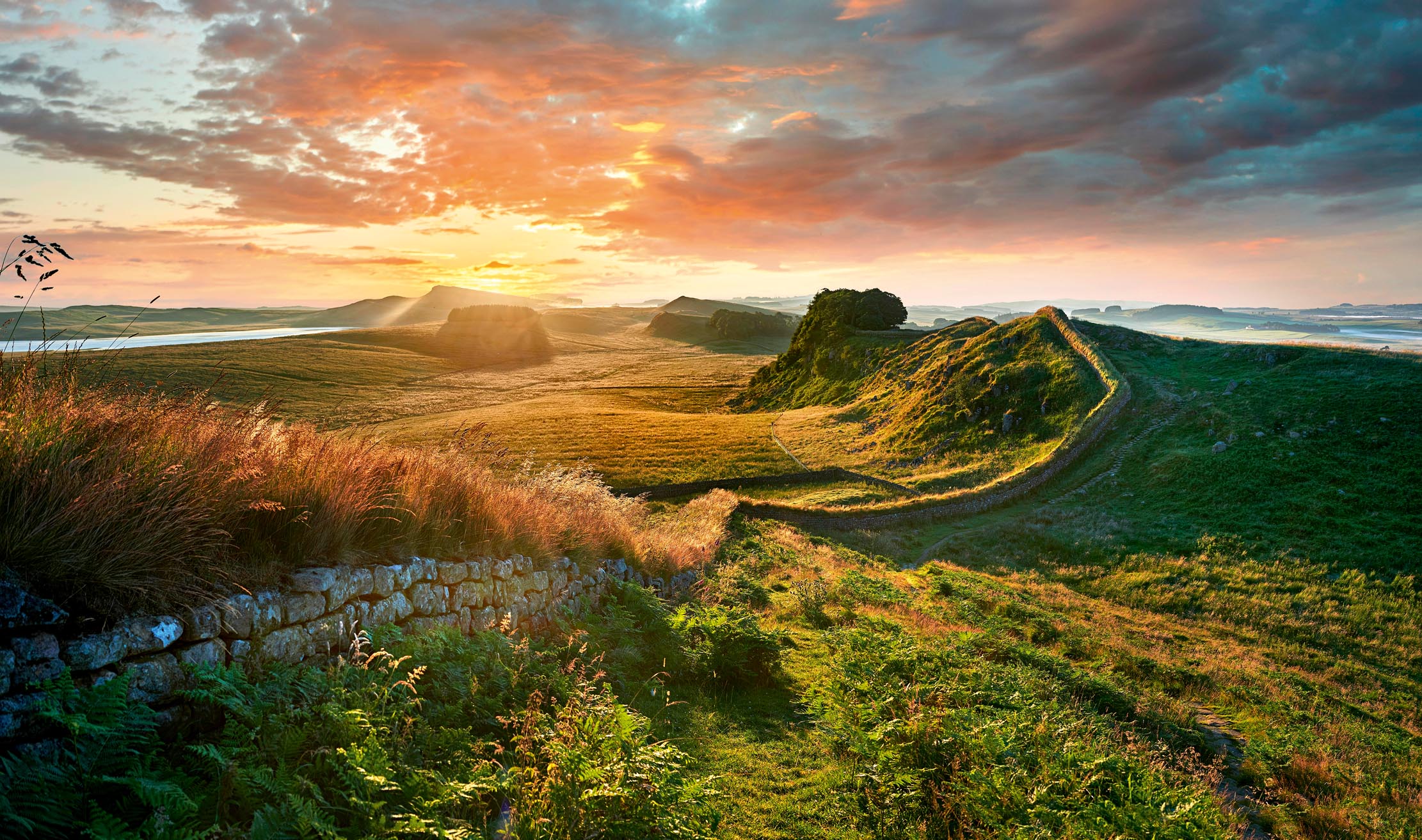 Hadrians Wall near Houseteads Roman Fort, Vercovicium, Northumberland.