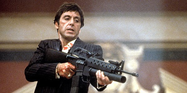 Tony Montana holding gun in Scarface