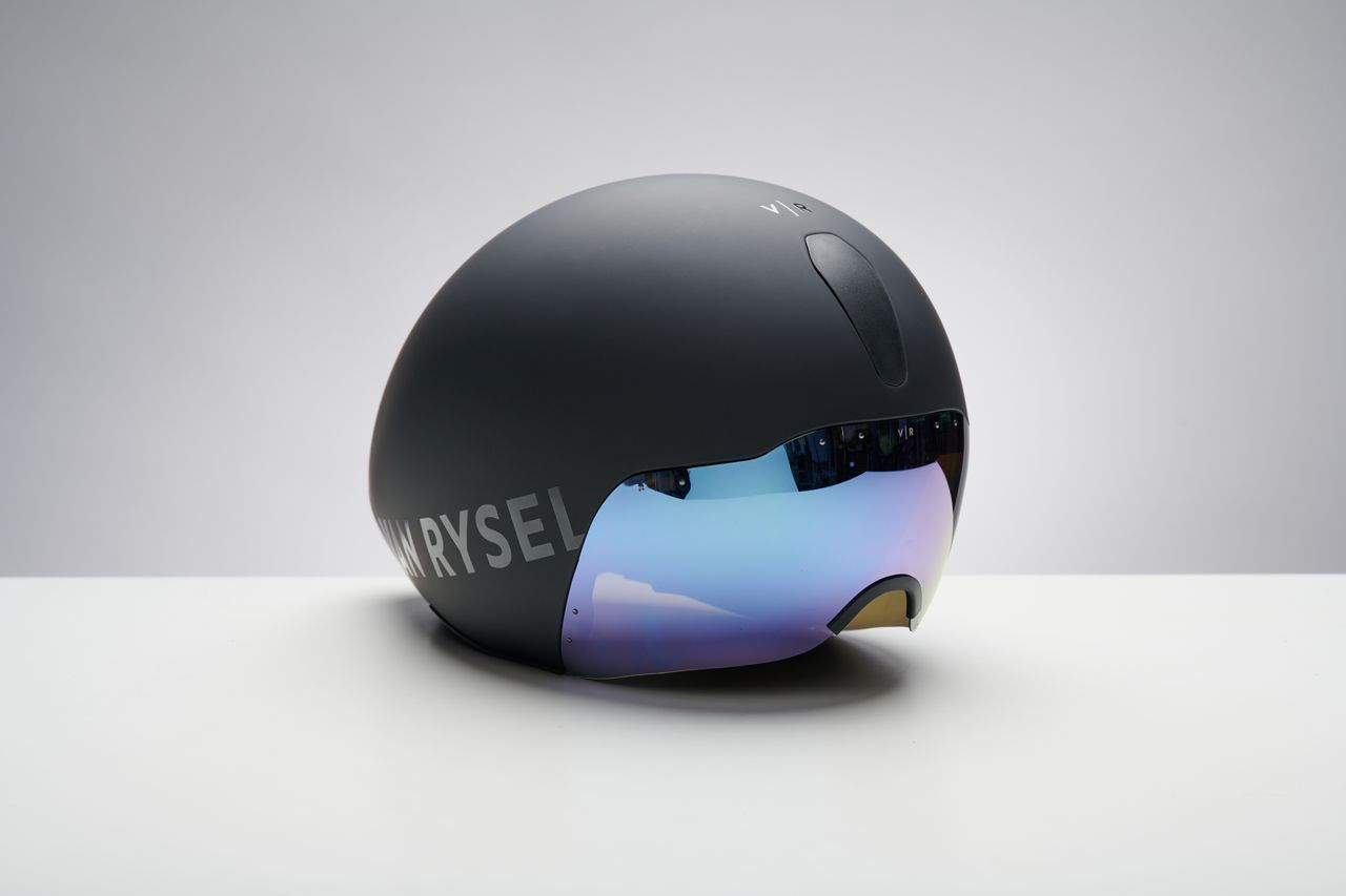 Van Rysel XCR TT helmet photographed in the Cycling Weekly studio
