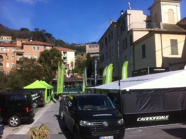 Cannondale took over the hotel plaza for its team camp