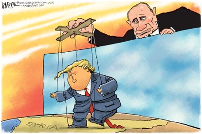 Political Cartoon U.S. Trump Putin Puppet Syria