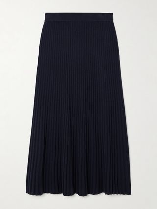 Nillie Ribbed Cashmere Midi Skirt