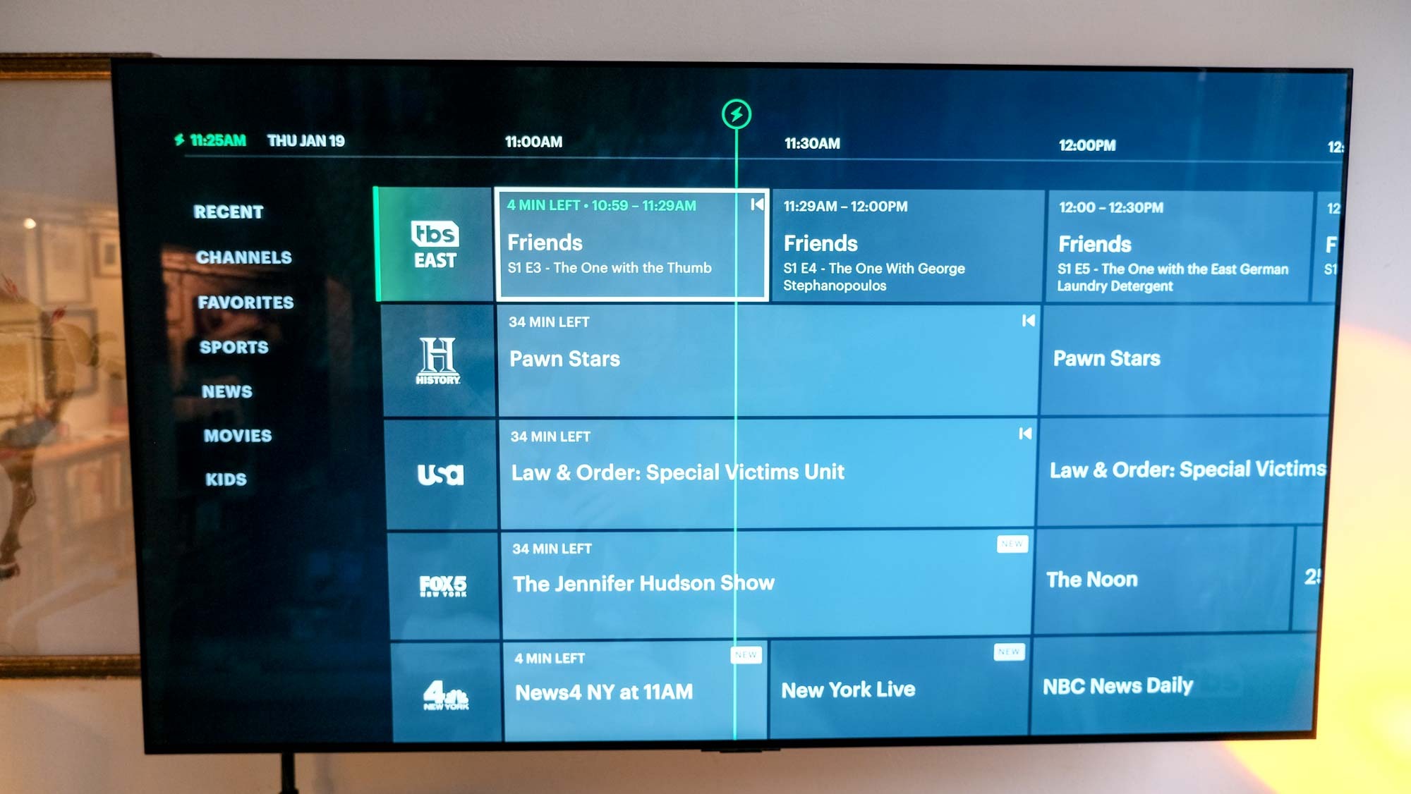 The channel grid on Hulu + Live TV