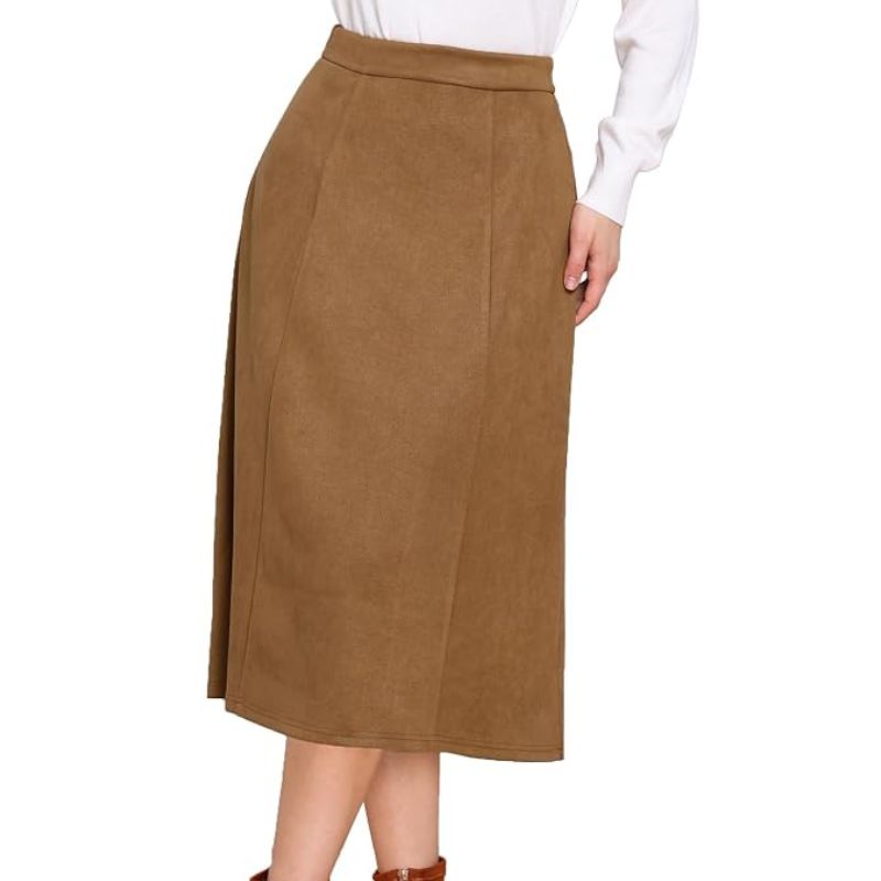 Allegra K , Faux Suede Midi Skirt