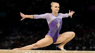 Alice D'Amato of Team Italy competes in the Artistic Gymnastics Women's Balance Beam Final on day ten of the Olympic Games Paris 2024 at Bercy Arena on August 05, 2024 in Paris, France. 