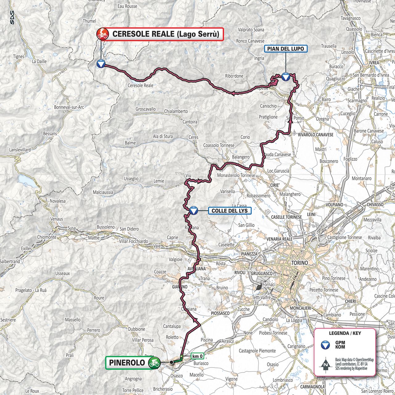 2019 Giro d'Italia: Stage 13 Map