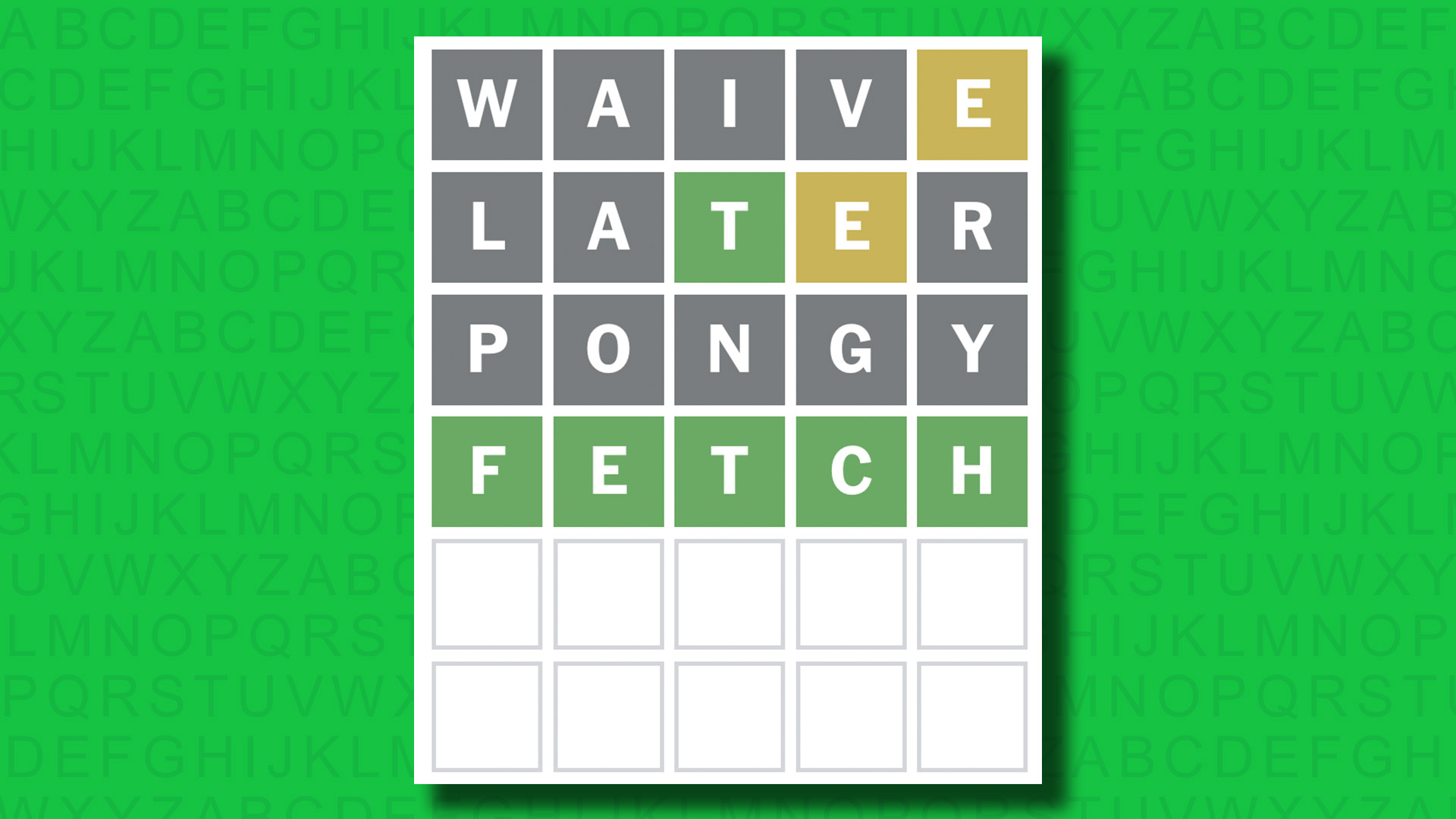 NYT Wordle answer for game 1537 on a green background