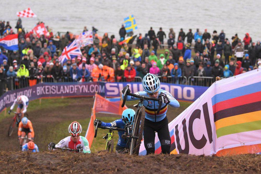 Eli Iserbyt (Belgium) on his way to second in the U23 men's cyclo-cross world championships