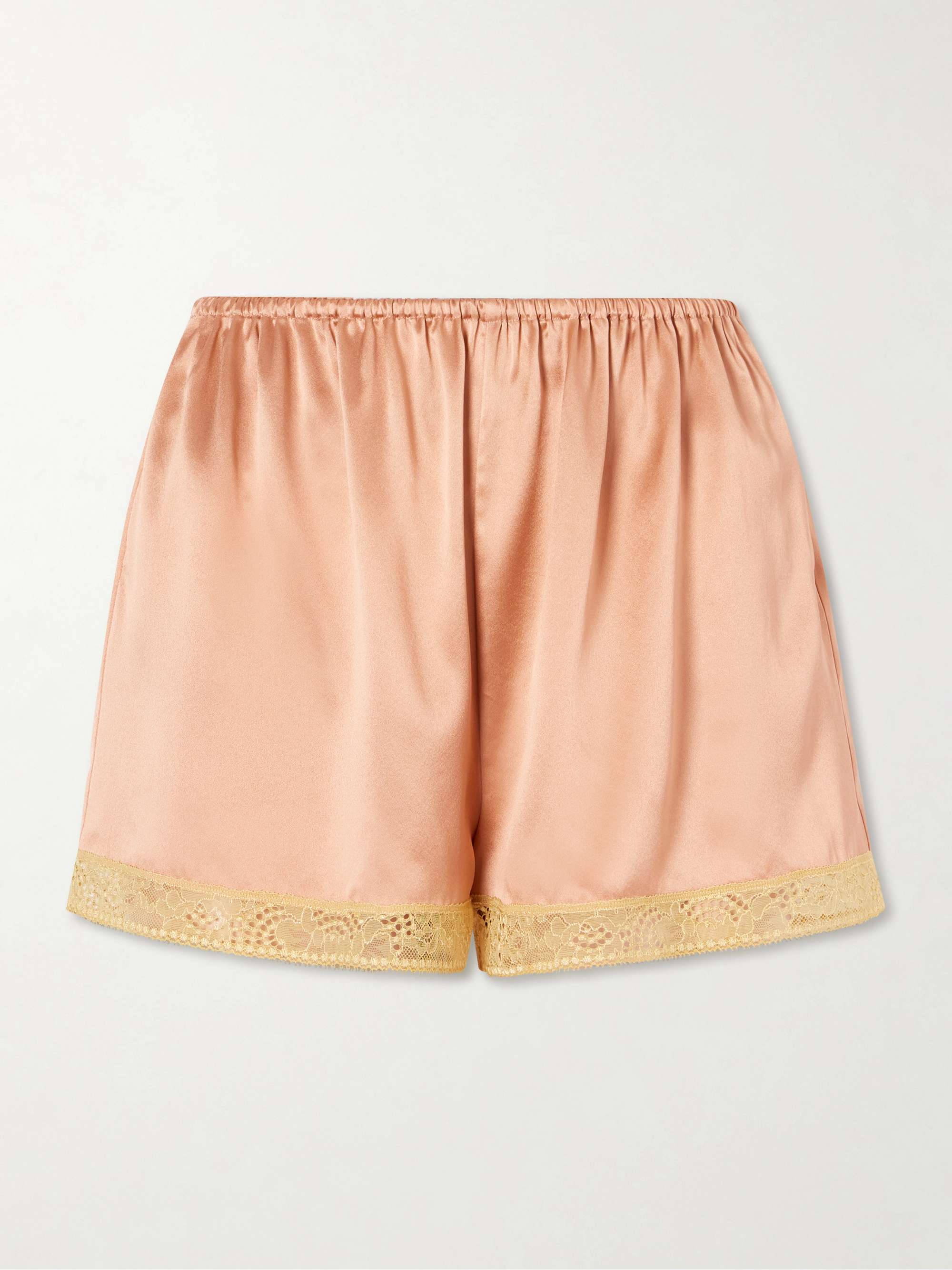 Pretty Lace-Trimmed Silk-Satin Shorts