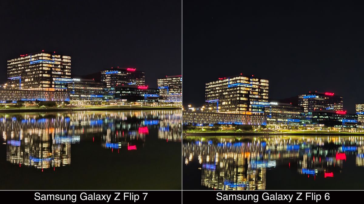 Low-light camera comparisons shot on the Galaxy Z Flip 7 and Galaxy Z Flip 6.