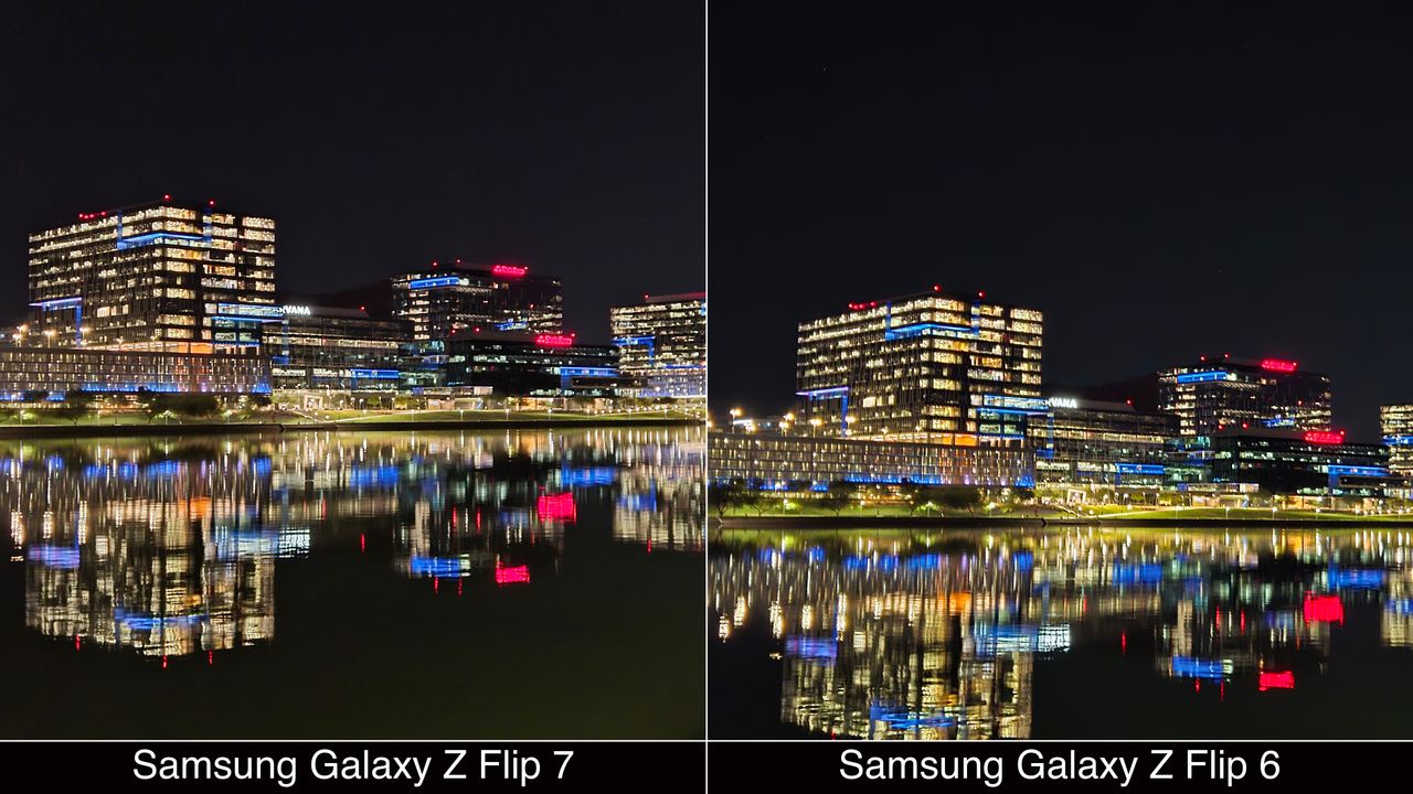 Low-light camera comparisons shot on the Galaxy Z Flip 7 and Galaxy Z Flip 6.