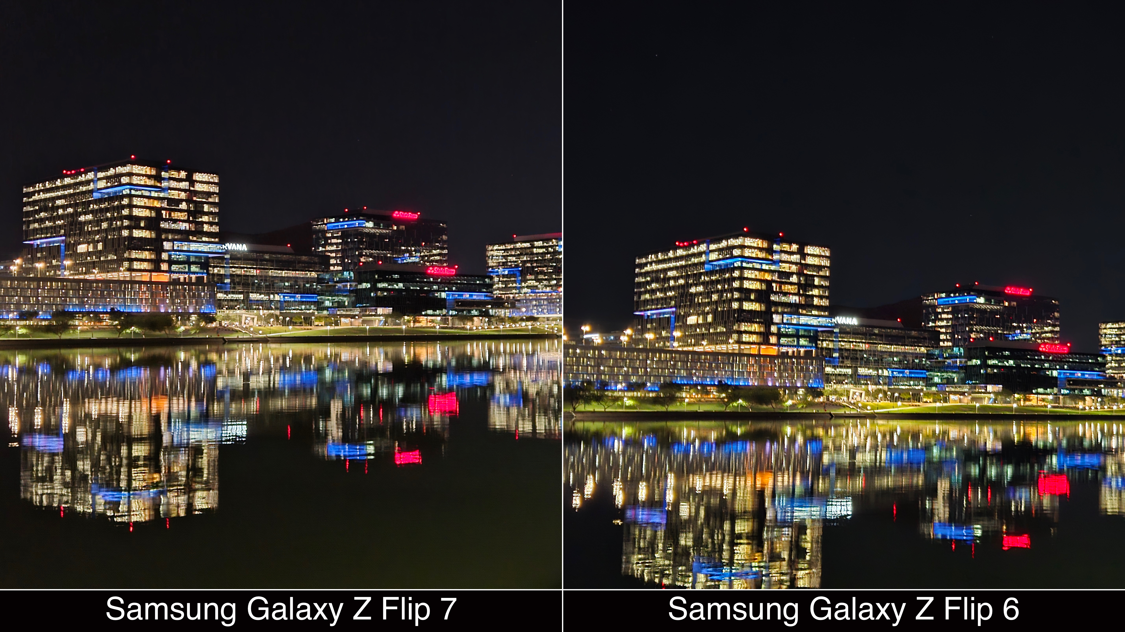 Low-light camera comparisons shot on the Galaxy Z Flip 7 and Galaxy Z Flip 6.