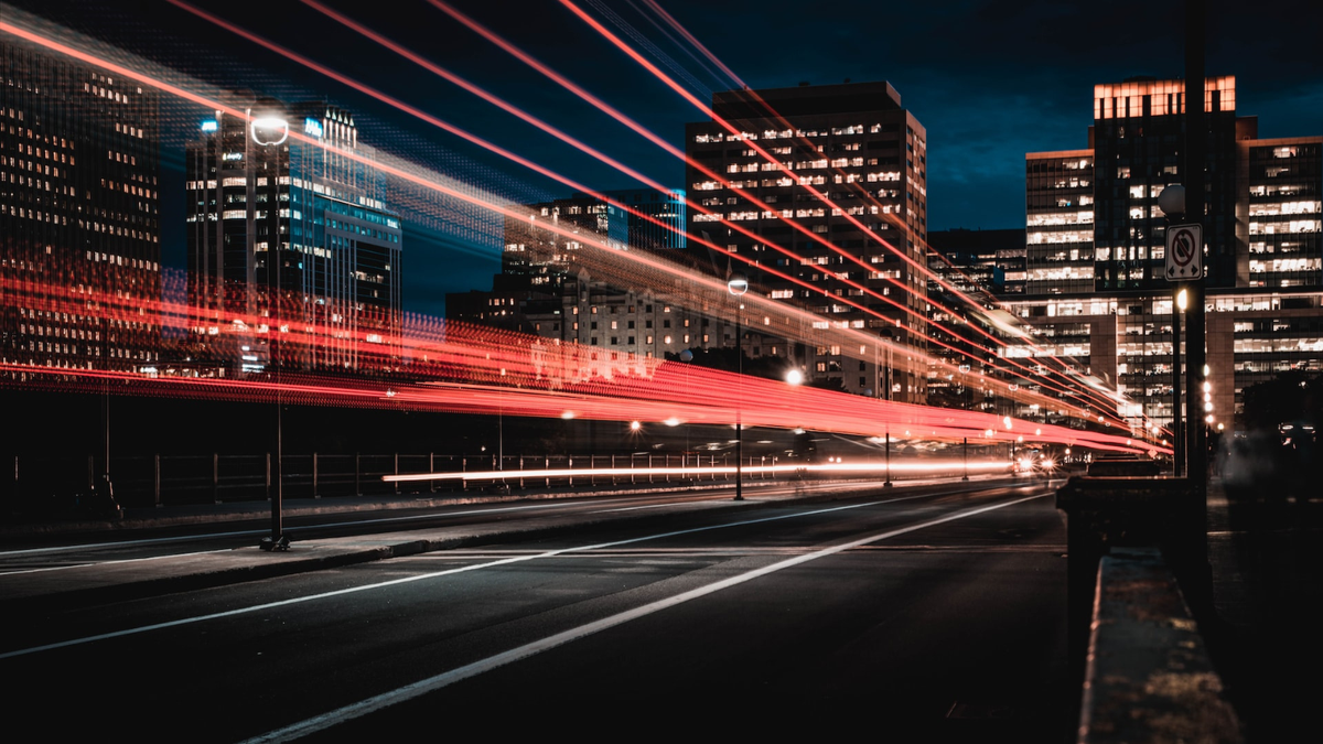 Long exposure of lights on city street