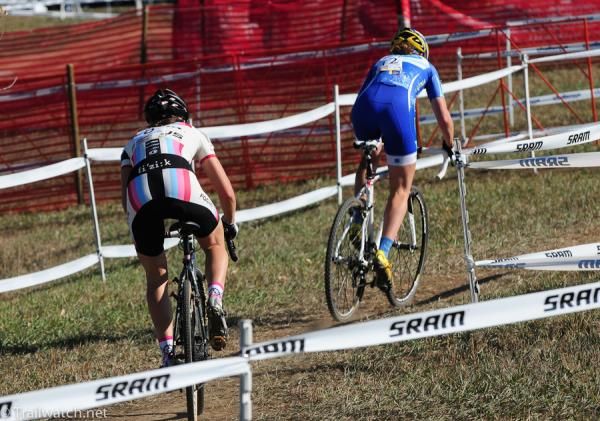 Georgia Gould (Luna Pro Team) with Julie Krasniak in tow