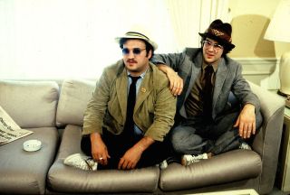 John Belushi and Dan Aykroyd promoting The Blues Brothers movie