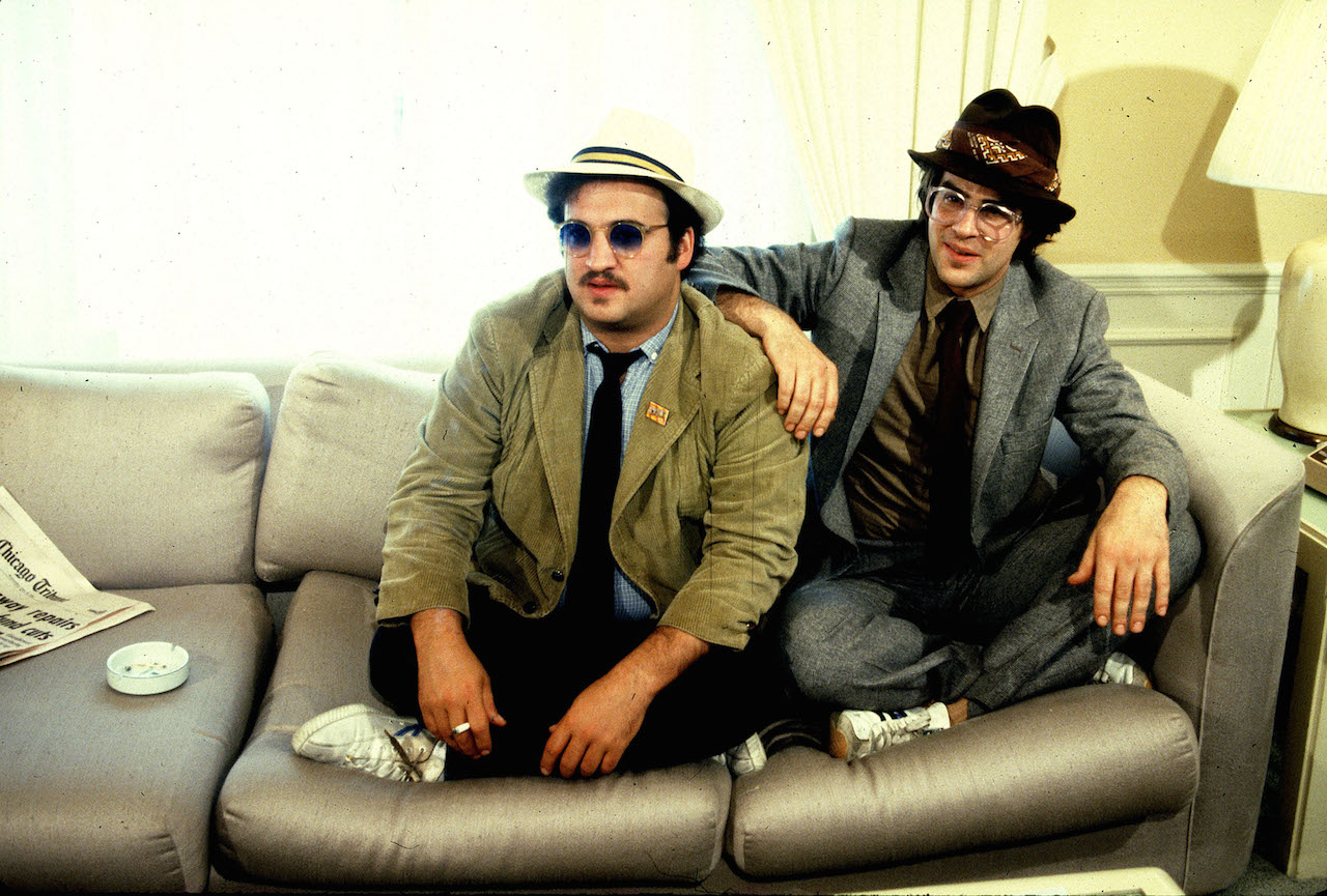 John Belushi and Dan Aykroyd promoting The Blues Brothers movie