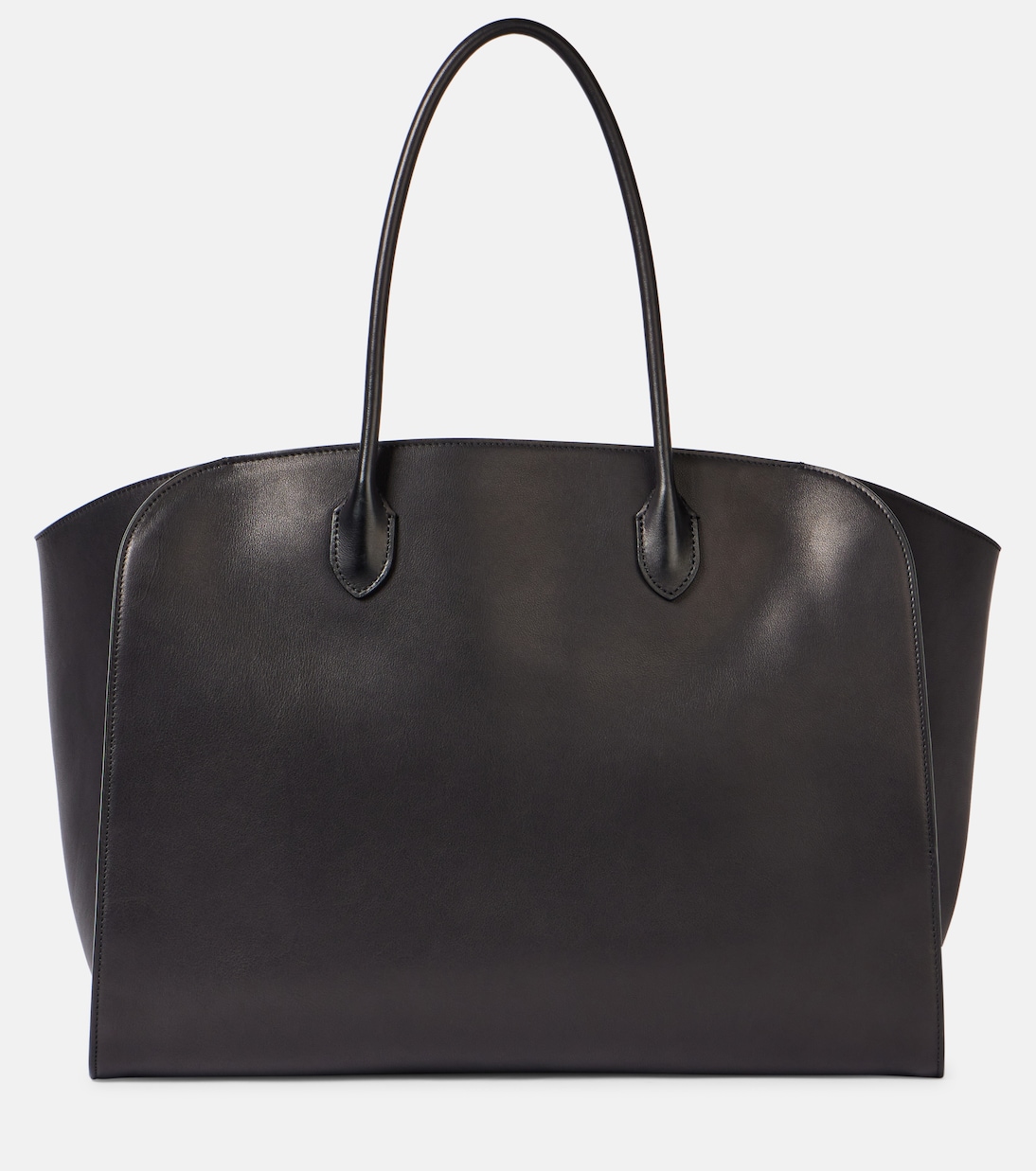 Marlo Large Leather Tote Bag in Black - the Row